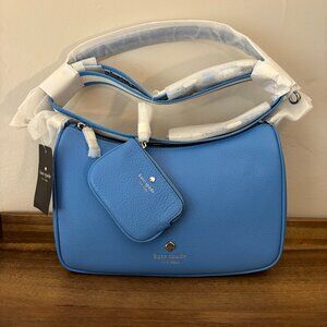 Kate Spade Tide Pool Blue Emma Pebbled Leather Medium Shoulder Bag New